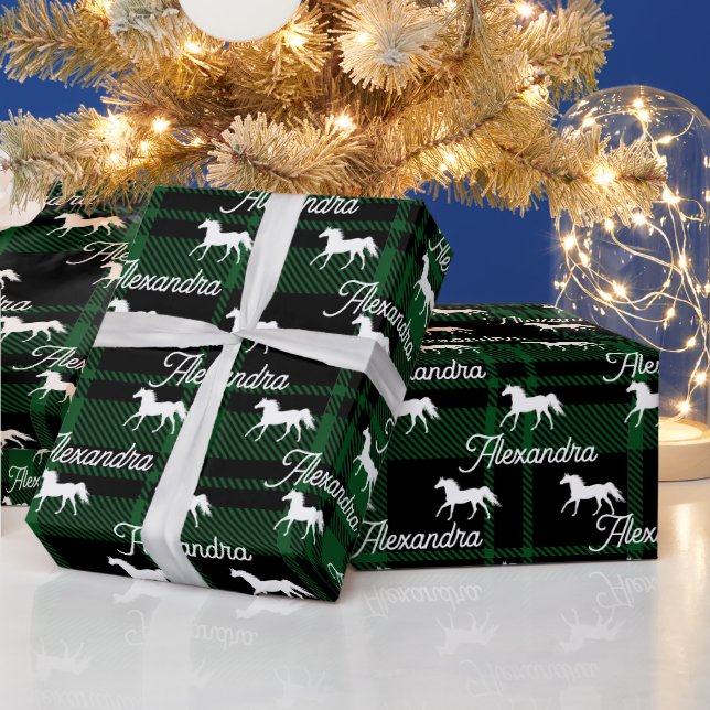 Christmas green Equestrian Horse Personalised   Wrapping Paper (Holidays)