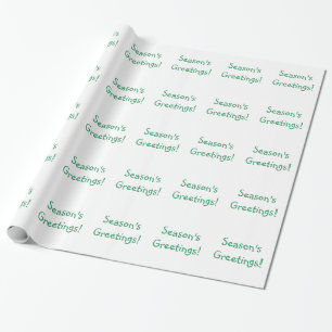 Christmas Green Font  Season's Greetings Wishes Wrapping Paper