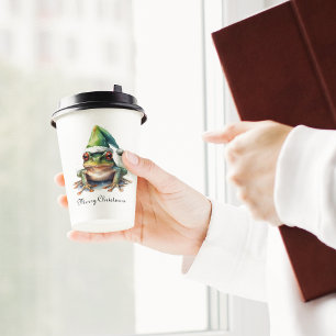 Christmas Green Frog, customisable Paper Cups
