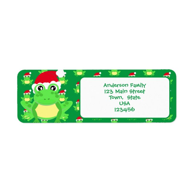 Christmas Green Frog Santa Hat Pattern Cute Novel (Front)