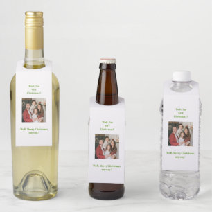 Christmas green funny humour text photo bottle tag