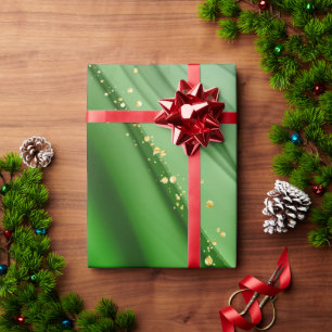 CHRISTMAS GREEN & GOLD ABSTRACT SWIRLS WRAPPING PAPER