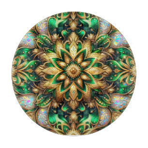 CHRISTMAS Green Gold Pattern ~ Cutting Board