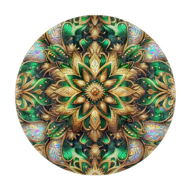 CHRISTMAS Green Gold Pattern ~ Cutting Board (Front)