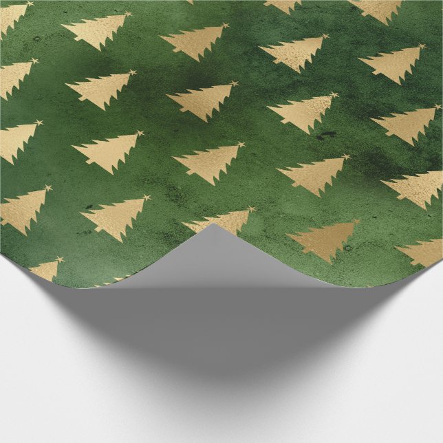 Christmas Green/Gold Tree Pattern Wrapping Paper (Corner)