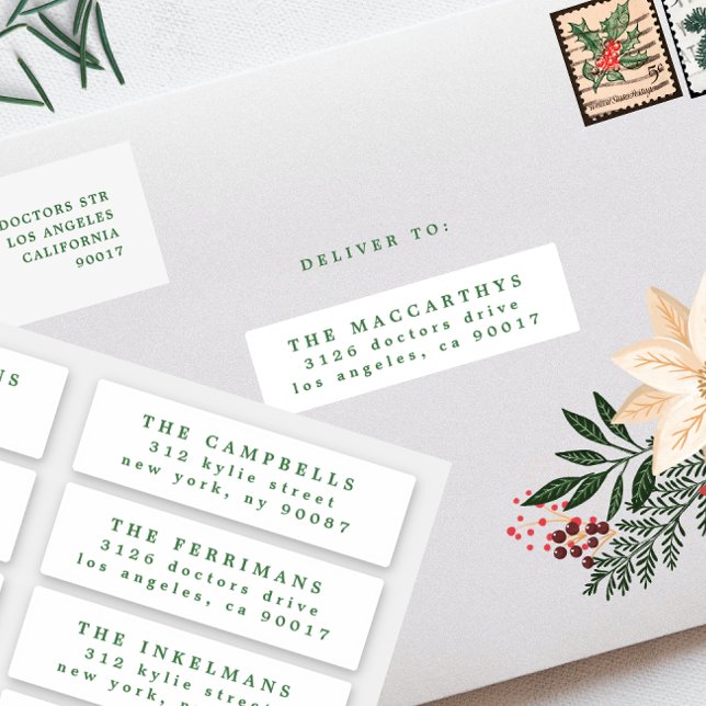 christmas green individual name & address labels (showcasing Individual Envelope Name & Addressing Labels - additional items (bought separately))