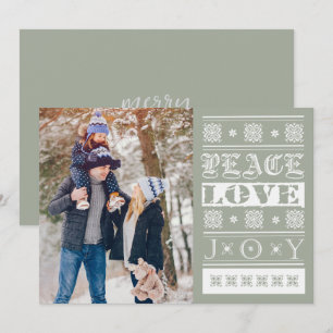 Christmas Green Joy Peace Love Holiday Photo  Card