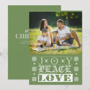 Christmas Green Joy Peace Love Holiday Photo Card