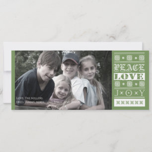 Christmas Green Joy Peace Love Holiday Photo Card