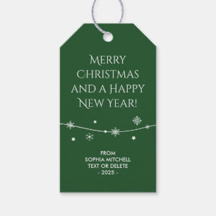 Christmas Green Merry Christmas Snowflake Gift Tag