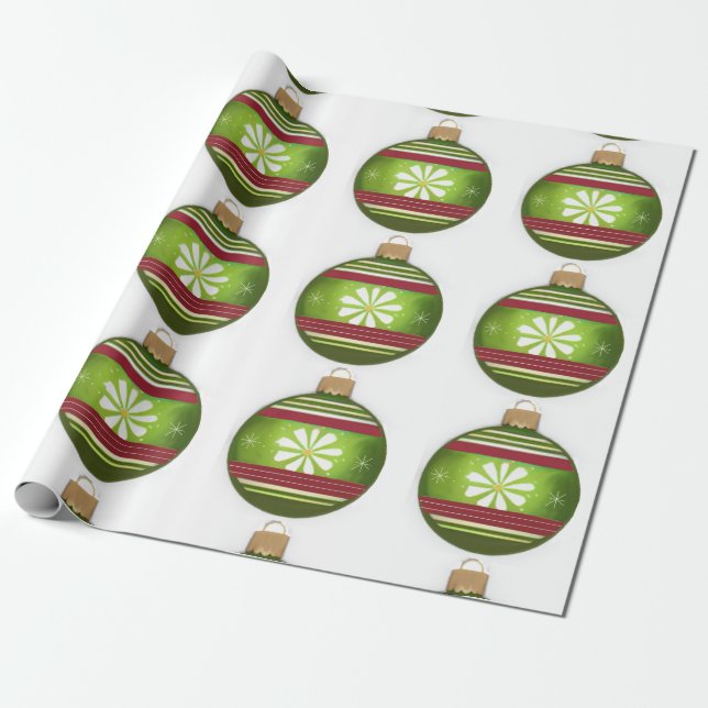 Christmas green ornament  wrapping paper (Unrolled)