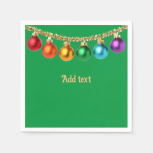 Christmas Green Ornamental Template Napkins