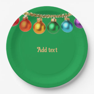 Christmas Green Ornamental Template Paper Plate