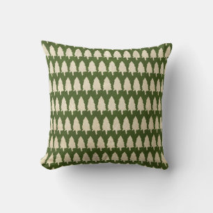 Christmas Green Pillow with Trees Forests