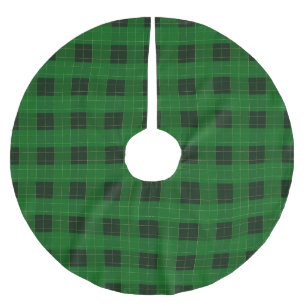 Christmas green plaid check grid pattern cosy brushed polyester tree skirt