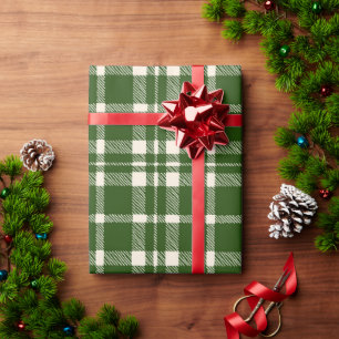 Christmas Green Plaid Country Cute Festive Holiday Wrapping Paper