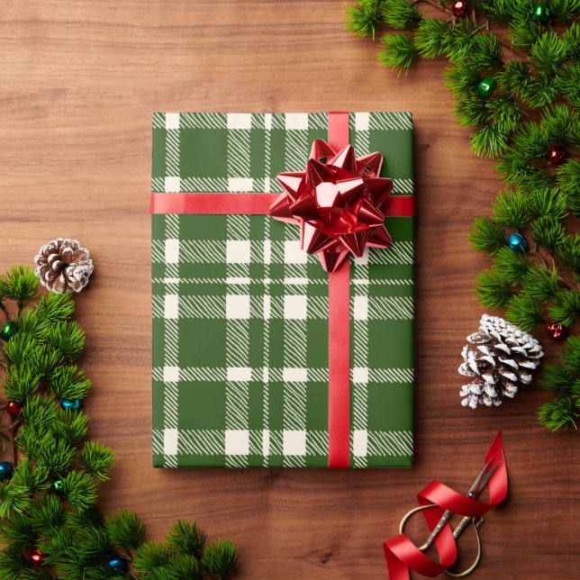 Christmas Green Plaid Country Cute Festive Holiday Wrapping Paper (Holiday Gift)