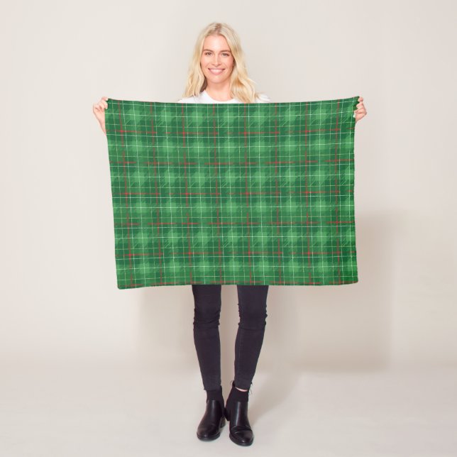 Christmas Green Plaid Fleece Blanket (In Situ)