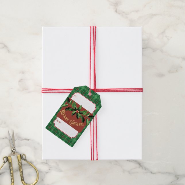 Christmas Green Plaid Gift Tags (With Twine)