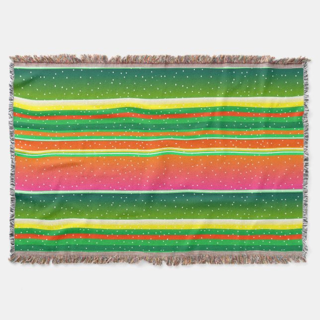 Christmas green red artistic creative striped throw blanket (Front)