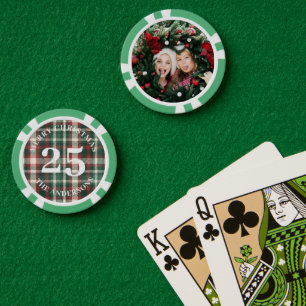 Christmas Green Red Plaid Custom Photo 25 Value  Poker Chips