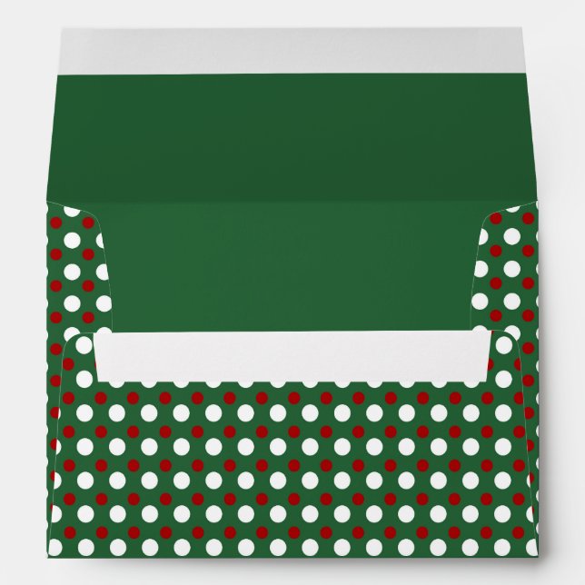 Christmas Green Red Polka Dots Pattern Envelope (Back (Bottom))