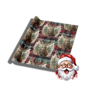Christmas green red Reindeer Wrapping Paper