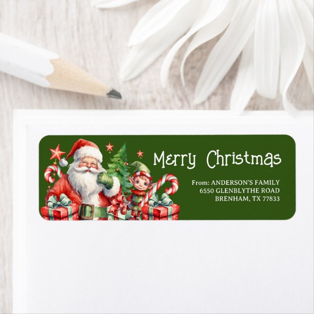 Christmas Green Return Address Label (Insitu)
