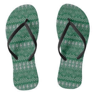Christmas Green Silver Gray Holidays Elegant Jandals