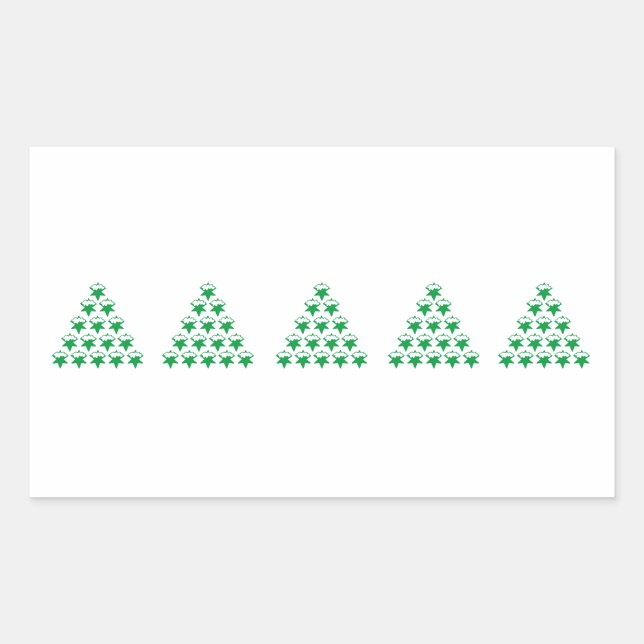 Christmas Green Snow snowflakes Stars Tree, White Rectangular Sticker (Front)