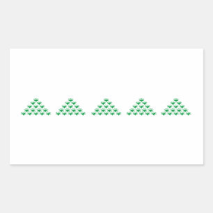 Christmas Green Snow snowflakes Stars Tree, White Rectangular Sticker