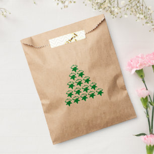 Christmas Green Snow Stars Tree, White background Favour Bags