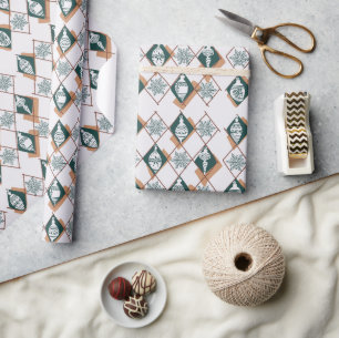 Christmas Green Snowflakes Pattern  Wrapping Paper