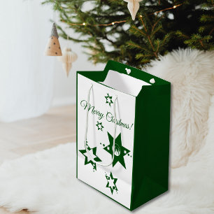 Christmas Green Stars Lawn Service Customisable Medium Gift Bag
