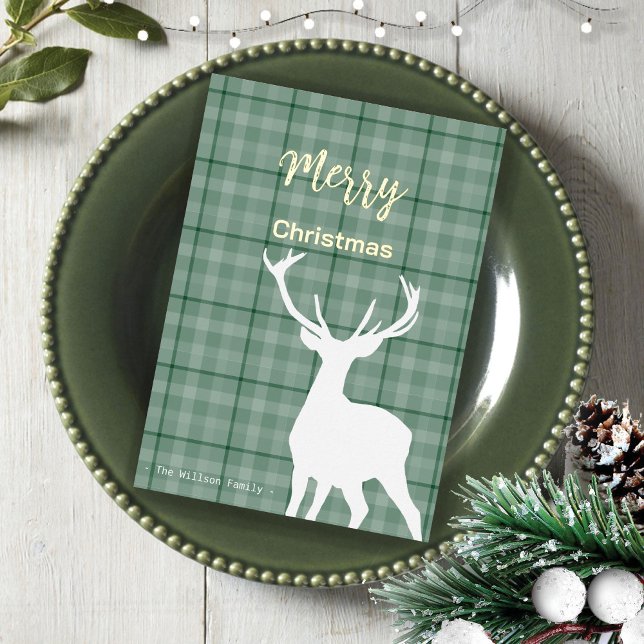 Christmas Green Tartan And Deer (Creator Uploaded)