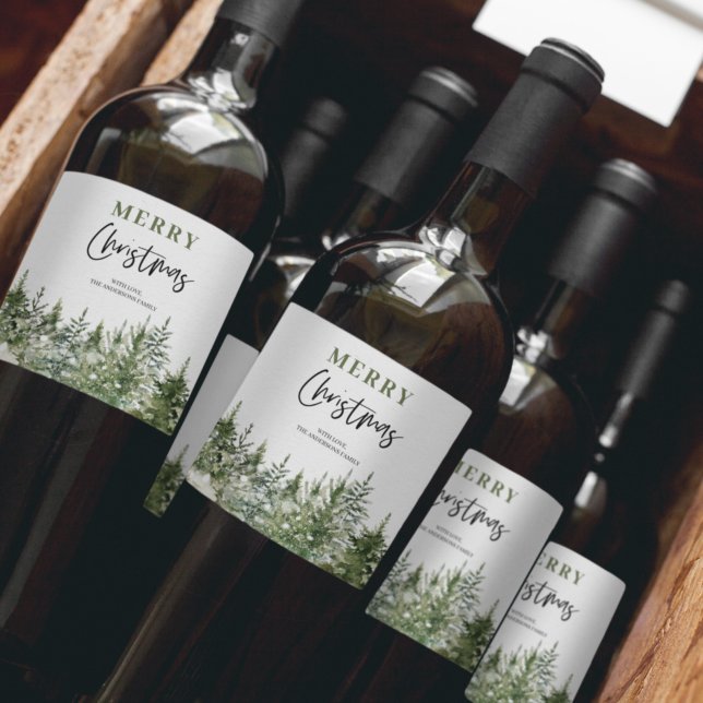 Christmas Green Tree | Merry Christmas Wine Label (Creator Uploaded)