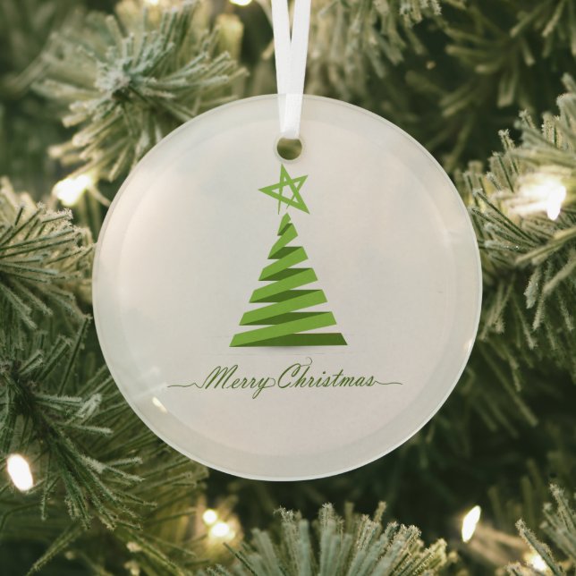 Christmas green tree minimalistic design  glass tree decoration (Insitu)