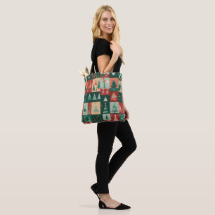 Christmas green trees tote bag