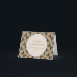 Christmas Green Vintage Deco Custom Folded Blank Holiday Card<br><div class="desc">This festive folded holiday card features a vintage art deco geometric shapes pattern in green and gold with an editable greeting.</div>