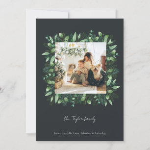 Christmas Green Winter Foliage Photo Frame Holiday Card