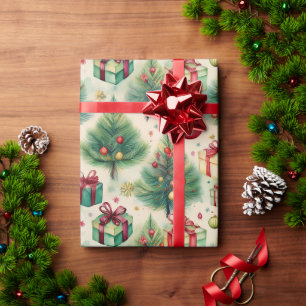 Christmas Green Winter Tree Wrapping Paper
