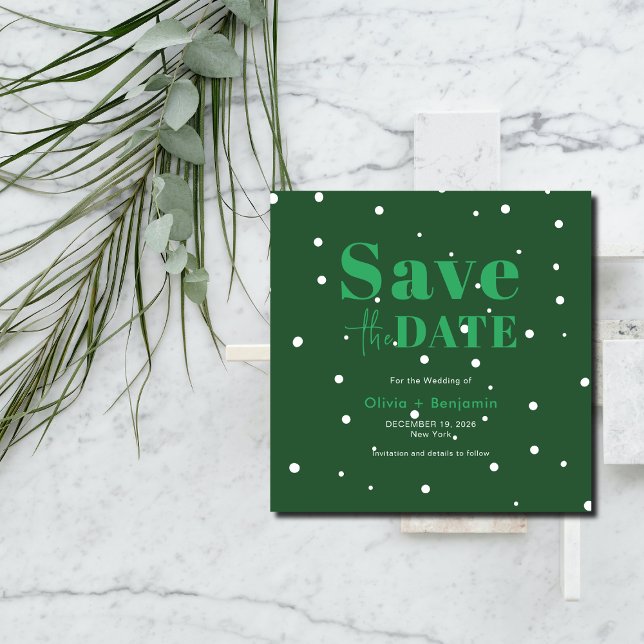 Christmas Green Winter Wedding Save The Date Invitation (Christmas Green Winter Wedding Save The Date Invitation)