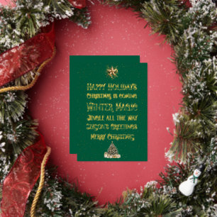 Christmas Green with Gold Word Art Gold