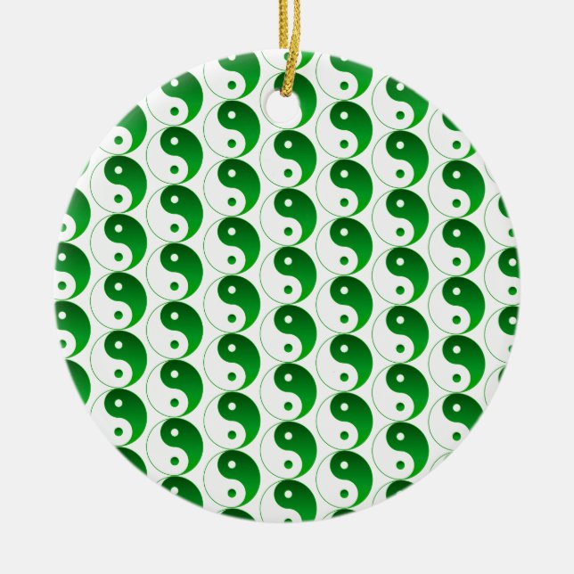 Christmas Green Yin & Yang Pattern Ceramic Tree Decoration (Front)