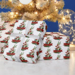 Christmas Greenery and Red Bow Pattern Wrapping Paper<br><div class="desc">A painterly red ribbon tied in a pretty bow around a pine and holly sprig of festive greenery brings an elevated style to your holiday gift wrapping with a chic nod to traditional Christmas motifs all on a modern background of crisp white.</div>