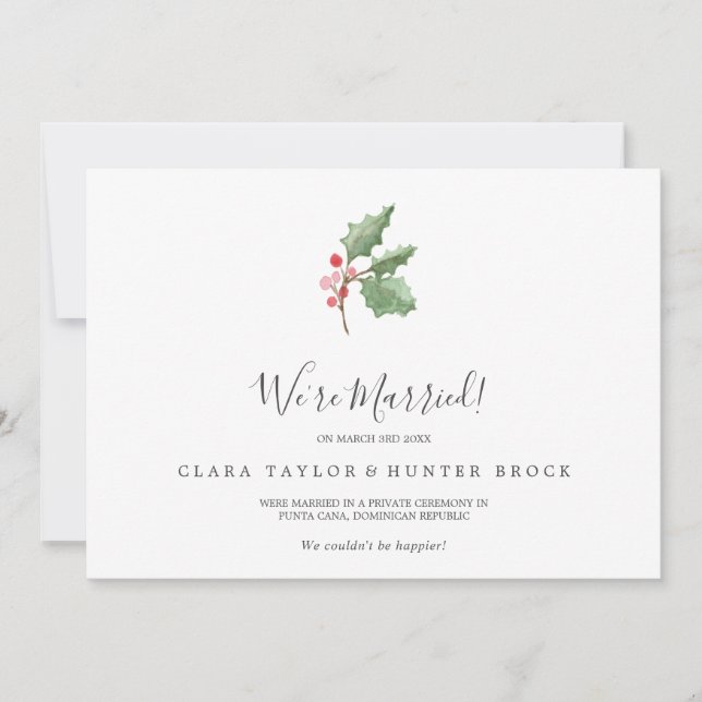 Christmas Greenery & Berry Elopement Announcement (Front)