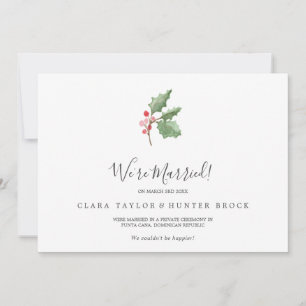 Christmas Greenery & Berry Elopement Announcement