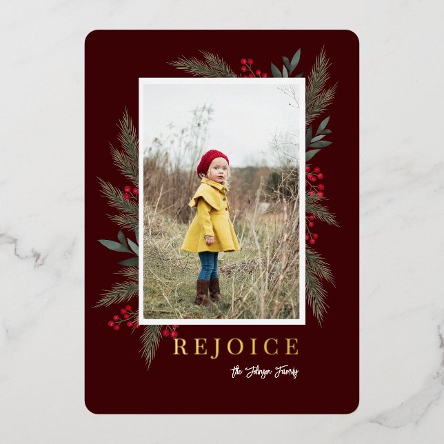 Christmas Greenery Berry Frame Photo (Front)