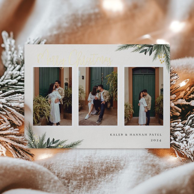 Christmas Greenery Berry Frame Photo Collage (Creator Uploaded)