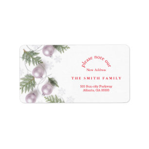 Christmas Greenery & Berry New Address Label